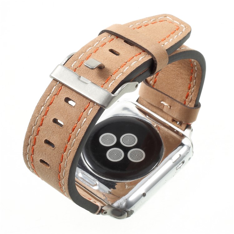 Double Stitches Genuine Leather Replacement Band for Apple Watch Series 4 44mm / Series 3 / 2 / 1 42mm - Brown-7