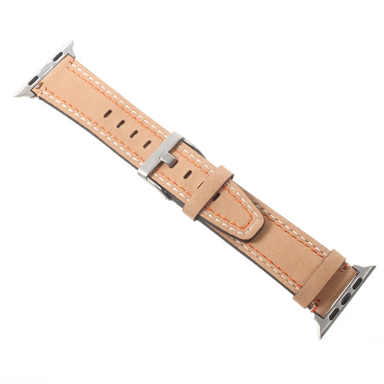 Double Stitches Genuine Leather Replacement Band for Apple Watch Series 4 44mm / Series 3 / 2 / 1 42mm - Brown-8