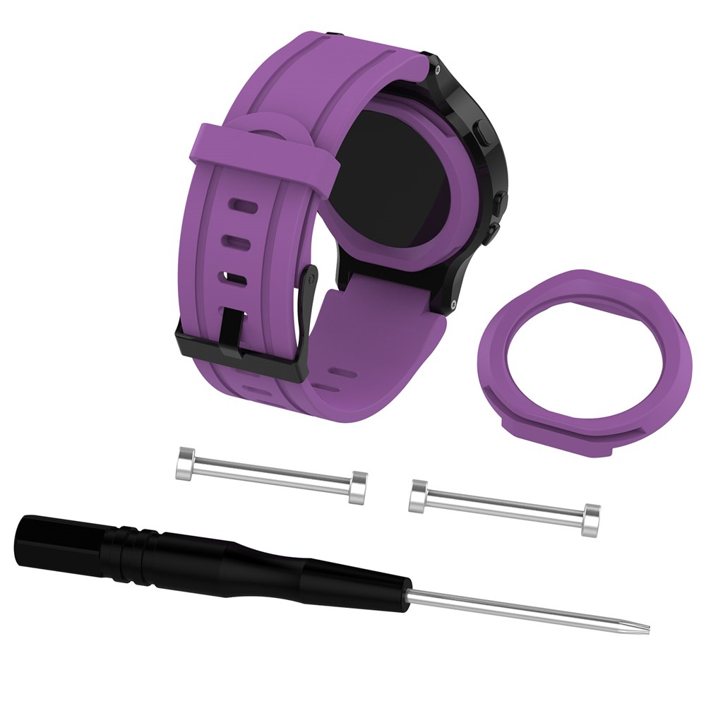 For Garmin Forerunner 225 Soft Silicone Replacement Wrist Watch Strap - Purple-1