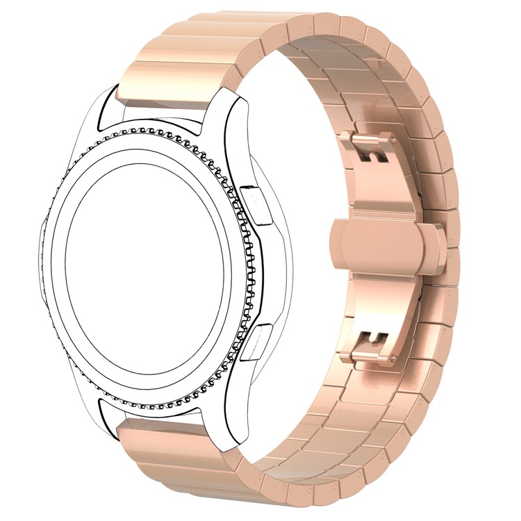 For Samsung Gear S3 Frontier / S3 Classic Solid Stainless Steel Link Chain Watch Strap with Spring Bars - Rose Gold Color-2