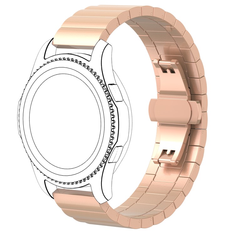 Per Frontier Samsung Gear S3 / S3 Classico Classico Con Catena Di Collegamento In Acciaio Inossidabile In Acciaio Inox Con Barre A Molla - Colore Oro Rosa-2