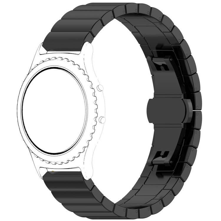 Solid Stainless Steel Link Chain Watch Band Strap with Spring Bars for Samsung Gear S2 - Black-3