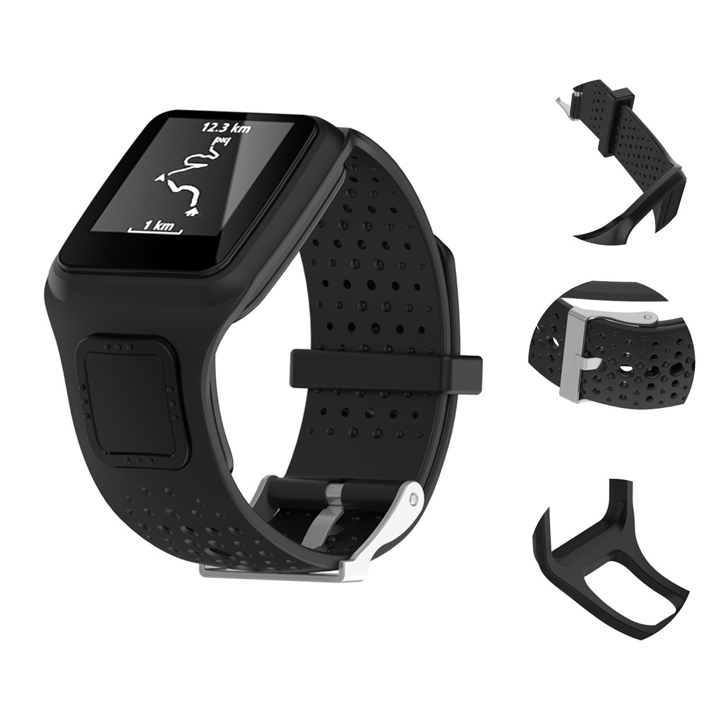 Sangle de Bracelet en Silicone en Silicone Pour Tomtom Multi-sport Runner 1 - le Noir-5