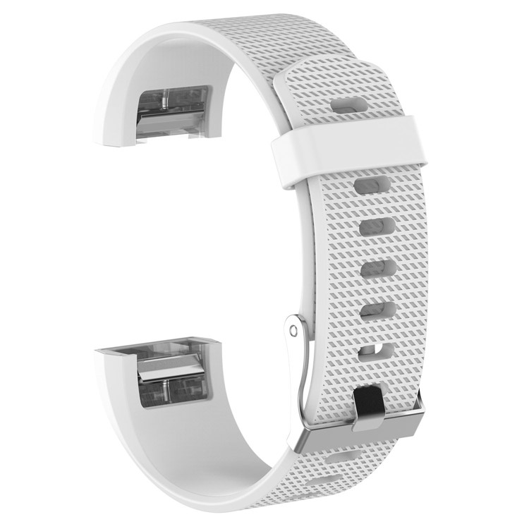 Slim Lozenge Pattern Silicone Wrist Watch Band Strap for Fitbit Charge 2 - White / Size: S-1