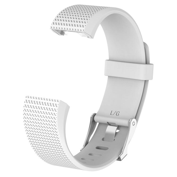 Slim Lozenge Pattern Silicone Wrist Watch Band Strap for Fitbit Charge 2 - White / Size: S-2