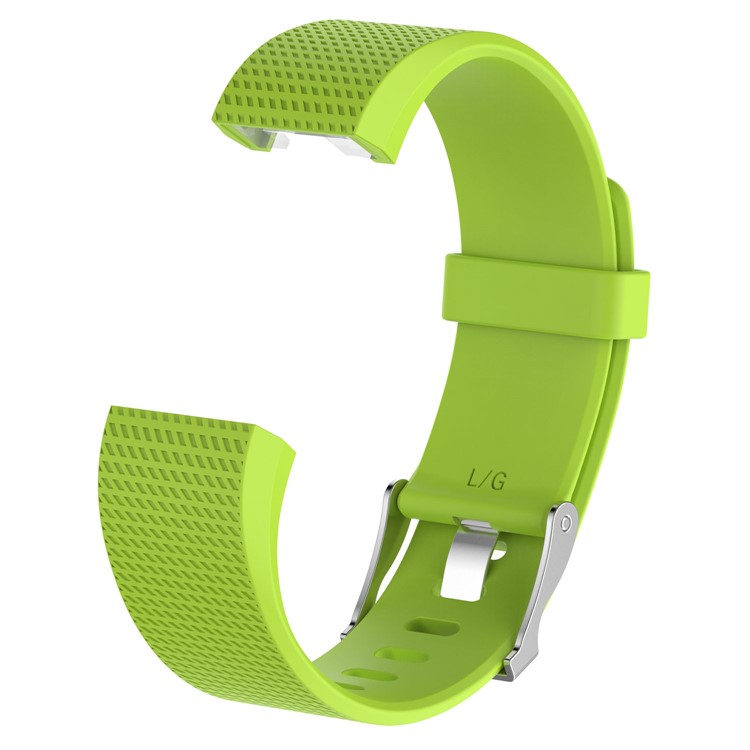 Flexible Lozenge Pattern Silicone Watch Band Replacement with Metal Buckle for Fitbit Charge 2 - Green / Size: L-2