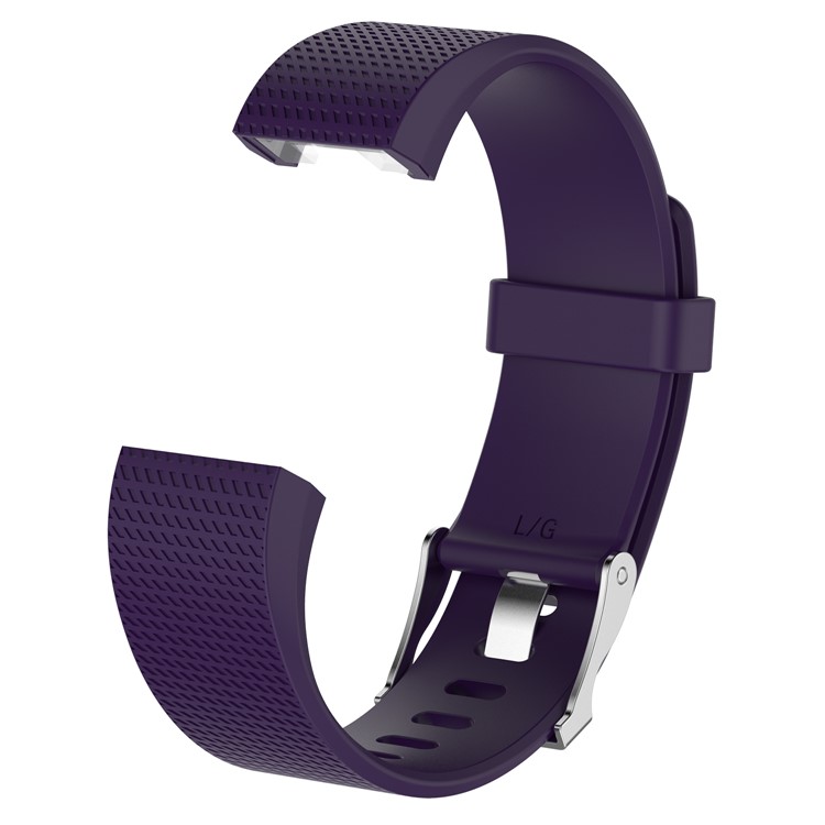 For Fitbit Charge 2 Metal Buckle Soft Silicone Watch Band - Purple / Size: S-2
