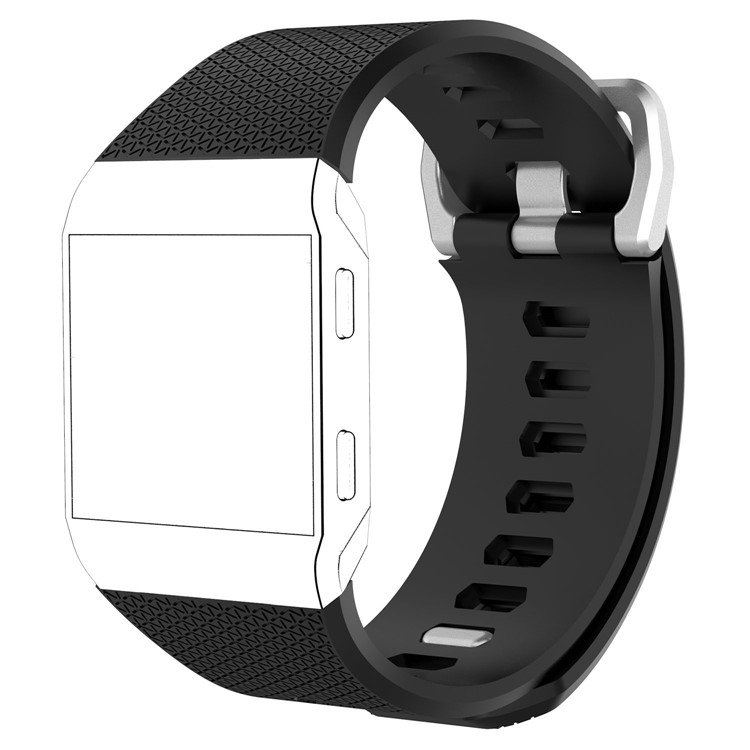 Soft Lozenge Pattern Silicone Wrist Watch Band Strap for Fitbit Ionic - Black-1