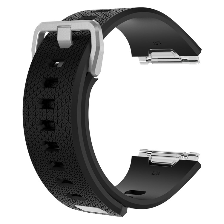 Soft Lozenge Pattern Silicone Wrist Watch Band Strap for Fitbit Ionic - Black-3