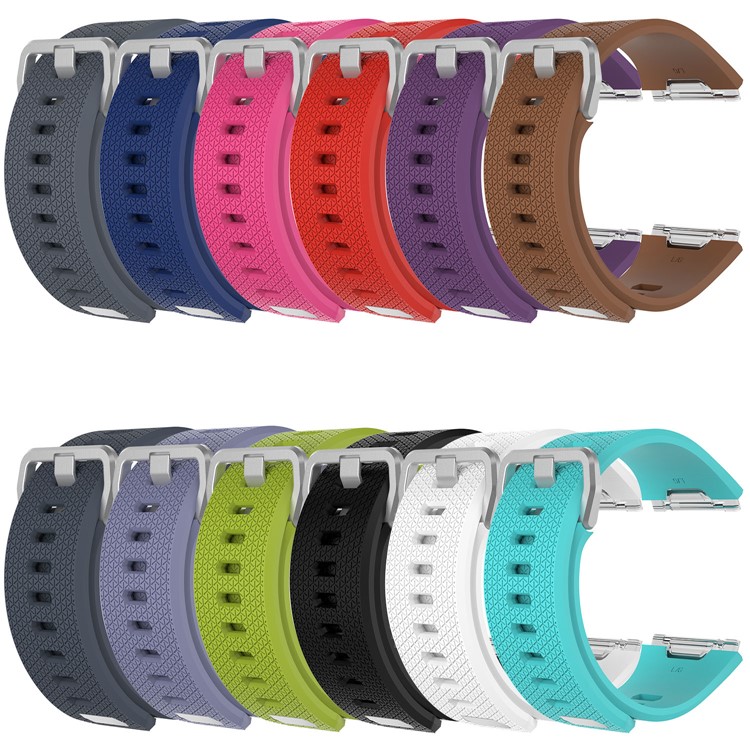 Soft Lozenge Pattern Silicone Wrist Watch Band Strap for Fitbit Ionic - Black-5