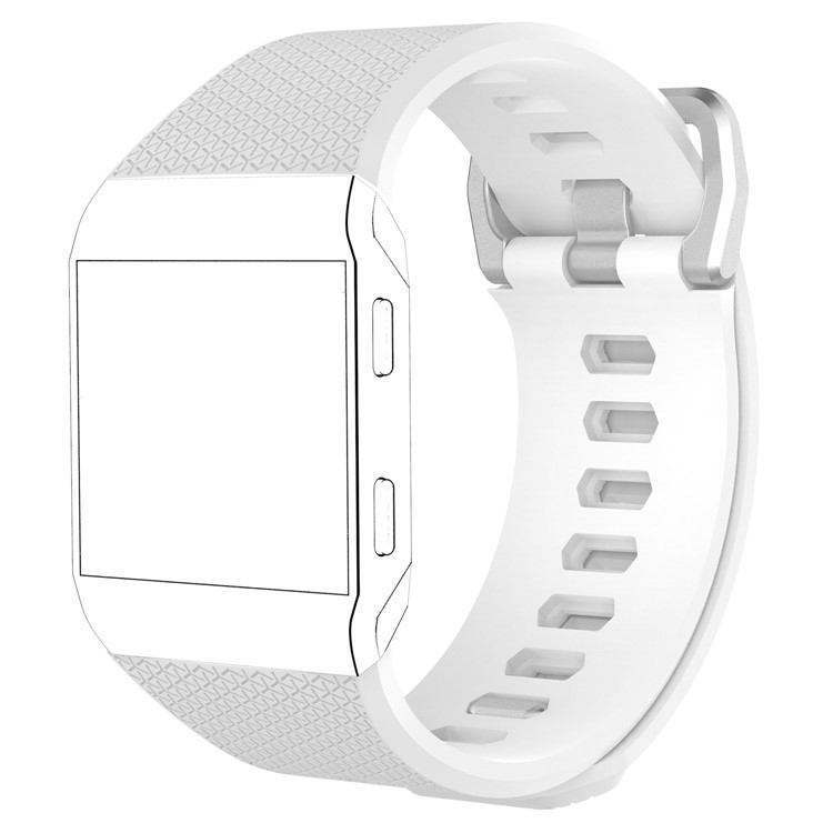 Soft Lozenge Pattern Silicone Wrist Watch Band Replacement Strap for Fitbit Ionic - White-1