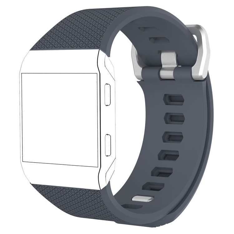 Soft Lozenge Pattern Silicone Wrist Watchband Strap for Fitbit Ionic - Grey-1