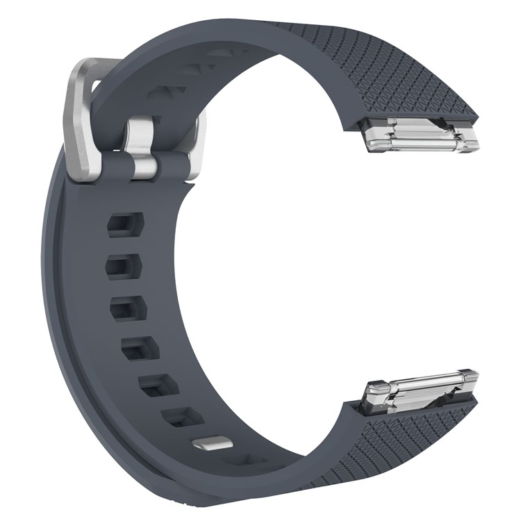 Soft Lozenge Pattern Silicone Wrist Watchband Strap for Fitbit Ionic - Grey-2