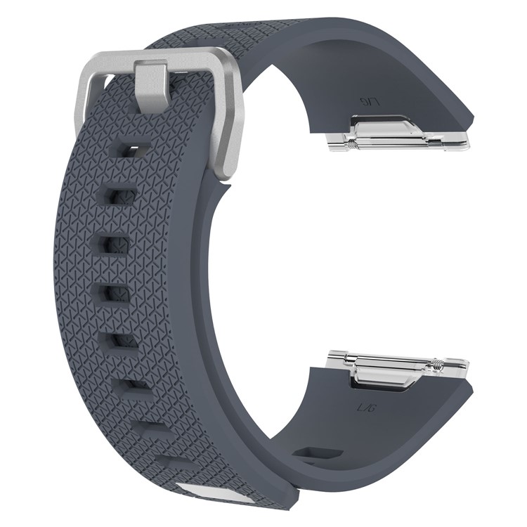 Soft Lozenge Pattern Silicone Wrist Watchband Strap for Fitbit Ionic - Grey-3