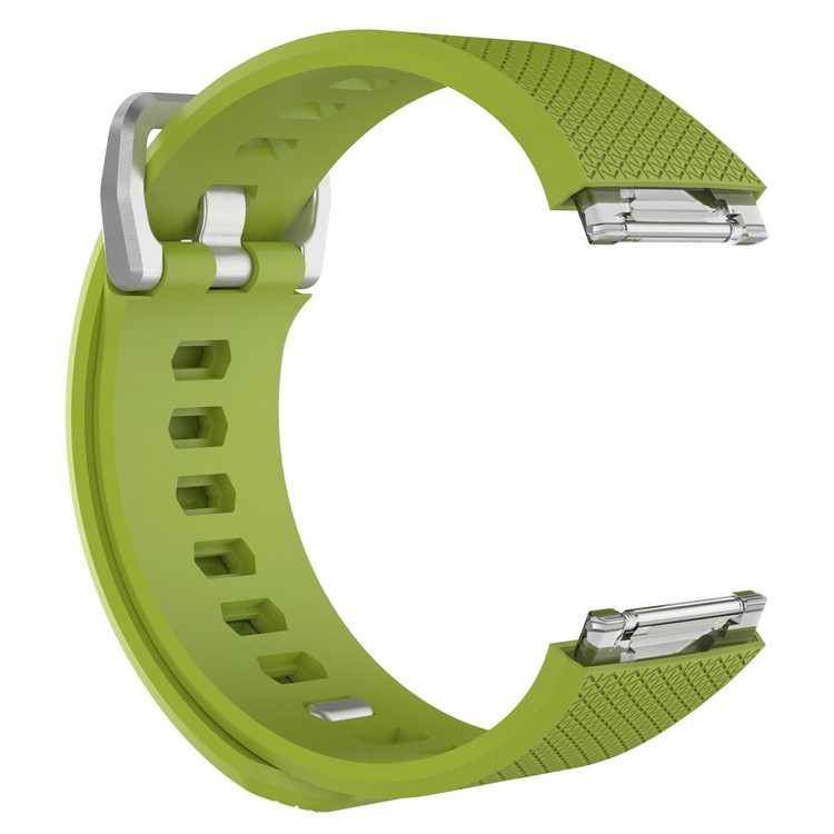 Flexible Lozenge Pattern Silicone Metal Buckle Watch Band Strap for Fitbit Ionic - Green-2