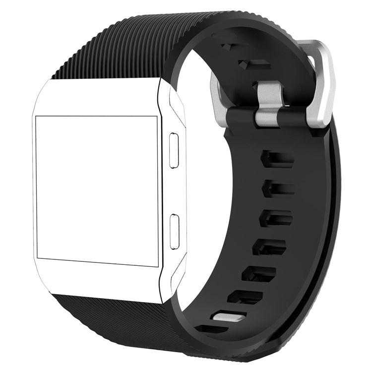 Soft Silicone Twill Pattern Wrist Watch Band Replacement Strap for Fitbit Ionic - Black / Size: S-1