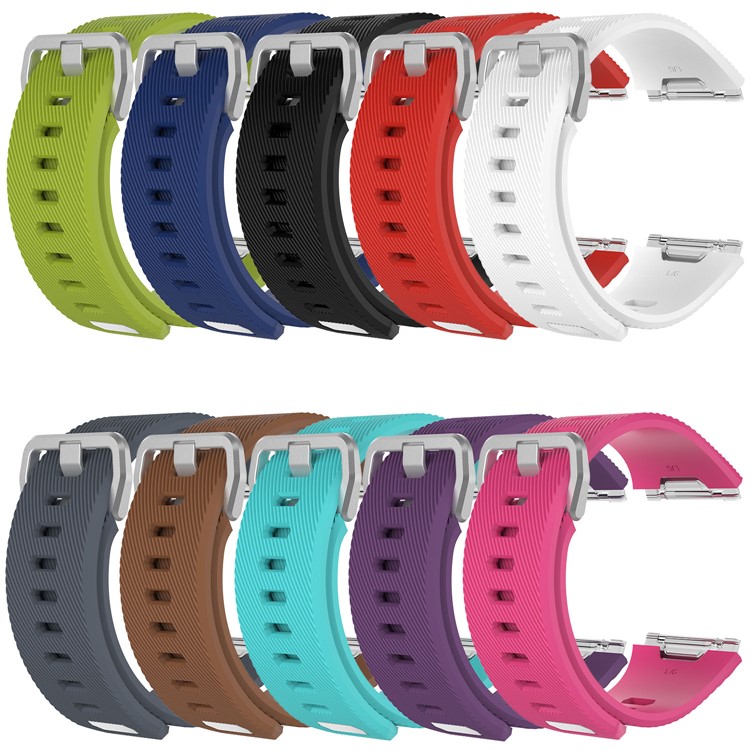 Soft Silicone Twill Pattern Wrist Watch Band Replacement Strap for Fitbit Ionic - Black / Size: S-4