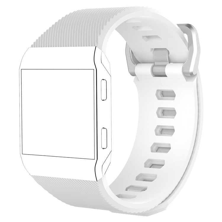 Twill Pattern Soft Silicone Wrist Watchband Strap for Fitbit Ionic - White / Size: L-1