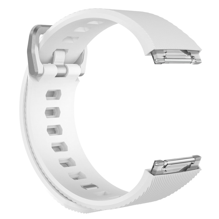 Twill Pattern Soft Silicone Wrist Watchband Strap for Fitbit Ionic - White / Size: L-2
