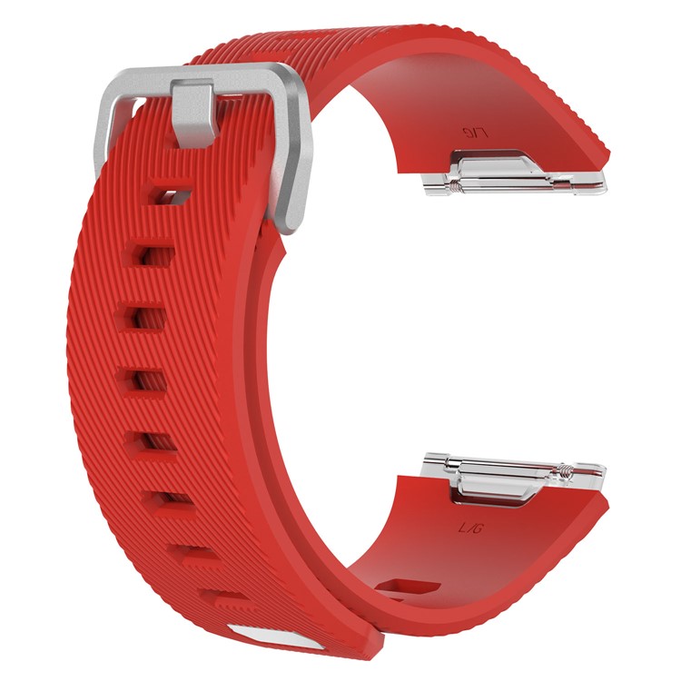 Slim Twill Pattern Silicone Wrist Watch Band Strap for Fitbit Ionic - Red / Size: L-3