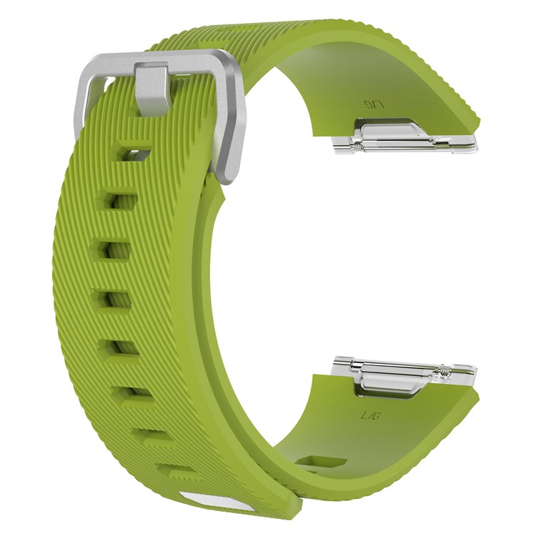 Metal Buckle Twill Pattern Silicone Watch Strap Replacement for Fitbit Ionic - Green / Size: S-3