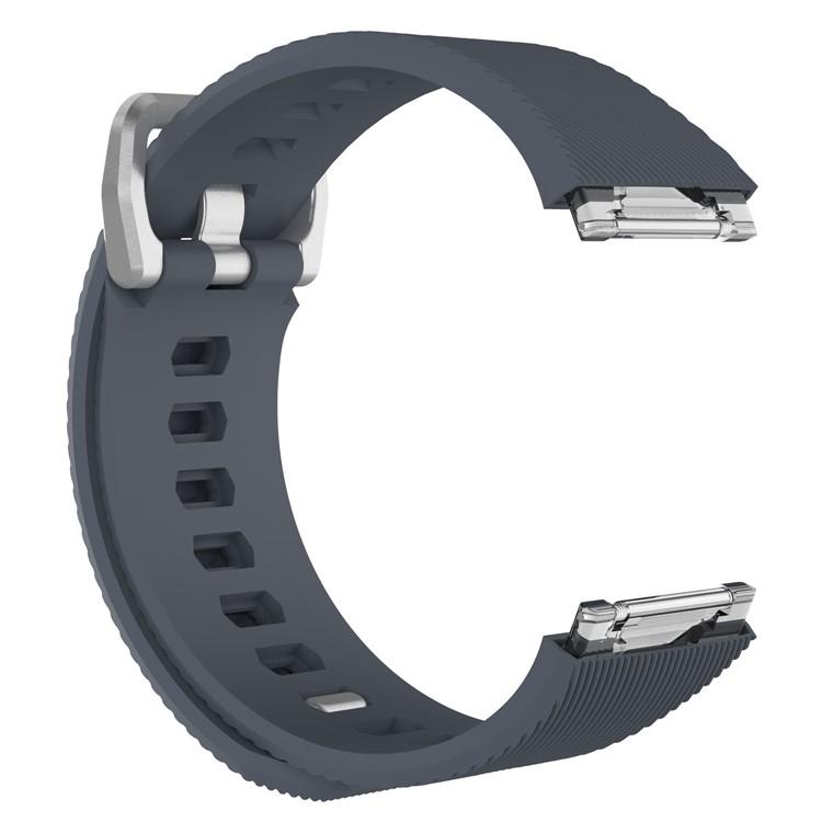 Twill Pattern Wrist Watch Band Silicone Metal Buckle Watch Band Flexible for Fitbit Ionic - Black Blue / Size: S-2