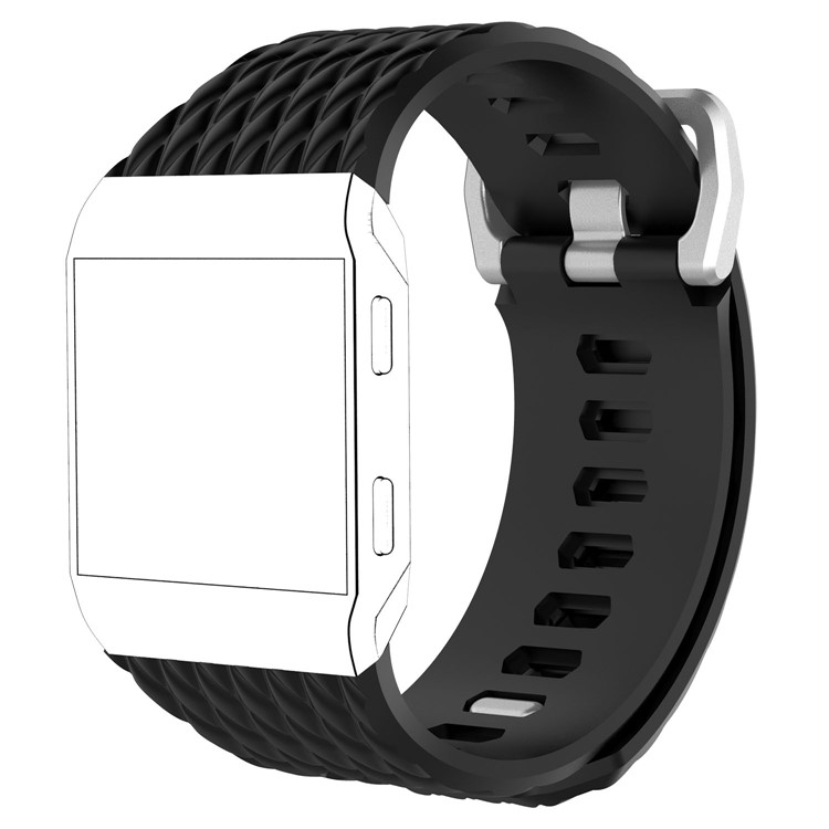Dragon Scale Texture Soft Silicone Watch Strap for Fitbit Ionic - Black, Size: L-1