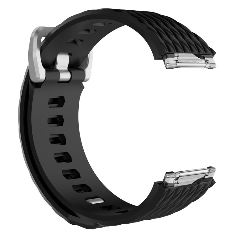 Dragon Scale Texture Soft Silicone Watch Strap for Fitbit Ionic - Black, Size: L-2