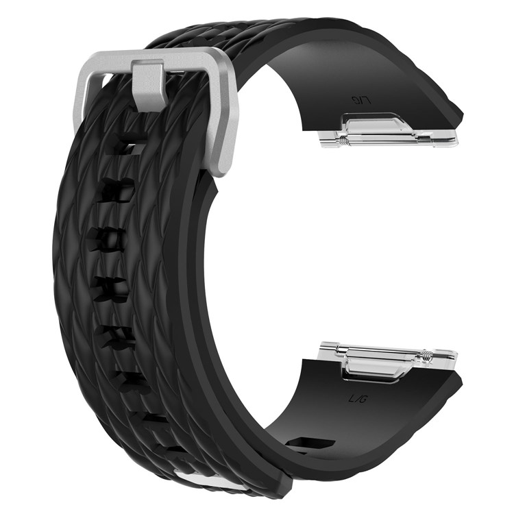 Dragon Scale Texture Soft Silicone Watch Strap for Fitbit Ionic - Black, Size: L-3