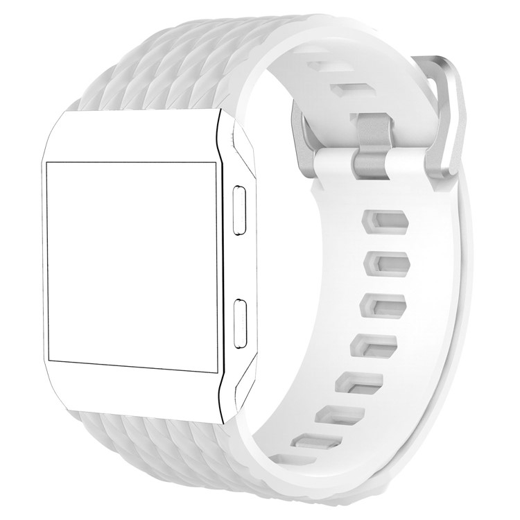 Dragon Scale Texture Soft Silicone Watch Band Replacement for Fitbit Ionic - White, Size: L-1