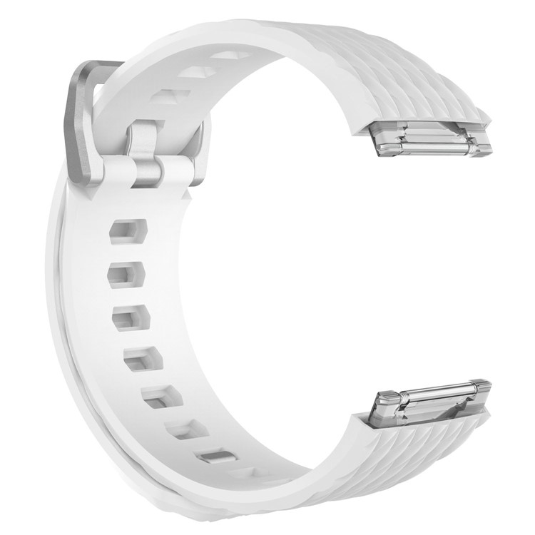 Dragon Scale Texture Soft Silicone Watch Band Replacement for Fitbit Ionic - White, Size: L-2