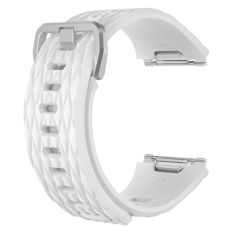 Dragon Scale Texture Soft Silicone Watch Band Replacement for Fitbit Ionic - White, Size: L-3
