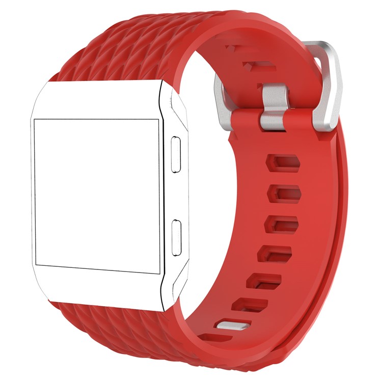 Dragon Scale Texture Soft Silicone Watch Strap with Pin Buckle for Fitbit Ionic - Red, Size: S-1