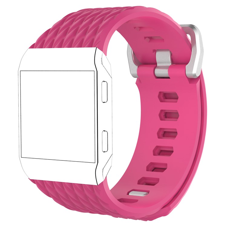 Dragon Scale Texture Flexible Silicone Watch Strap for Fitbit Ionic - Rose, Size: L-1