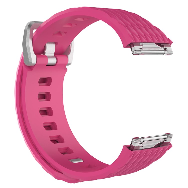 Dragon Scale Texture Flexible Silicone Watch Strap for Fitbit Ionic - Rose, Size: L-2