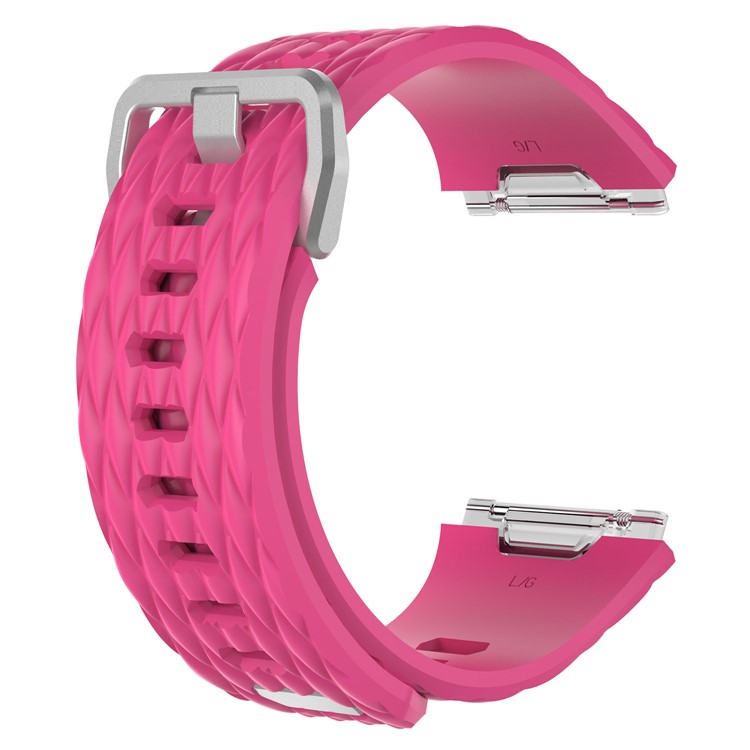 Dragon Scale Texture Flexible Silicone Watch Strap for Fitbit Ionic - Rose, Size: L-3