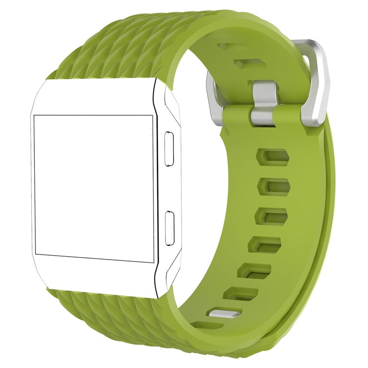 For Fitbit Ionic Dragon Scale Texture Soft Silicone Watch Band Strap - Green, Size: S-1