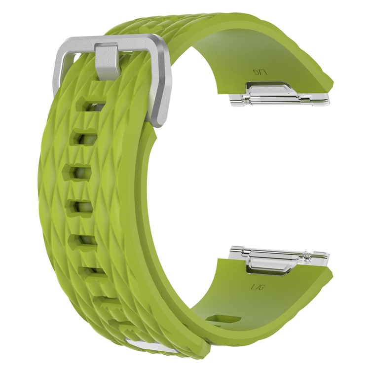 For Fitbit Ionic Dragon Scale Texture Soft Silicone Watch Band Strap - Green, Size: S-2