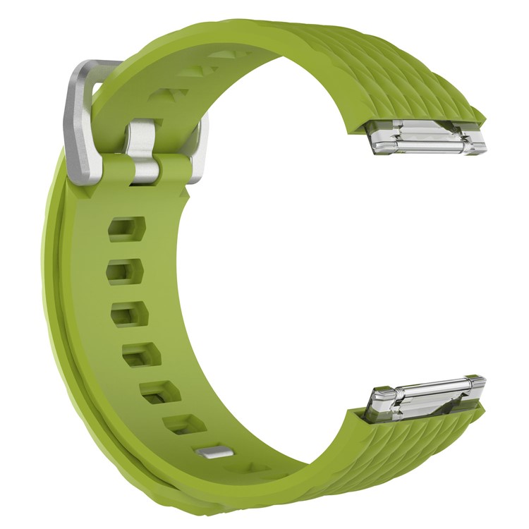 For Fitbit Ionic Dragon Scale Texture Soft Silicone Watch Band Strap - Green, Size: S-3