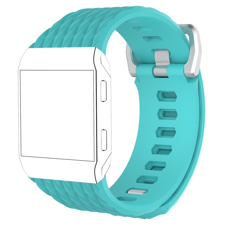 For Fitbit Ionic Soft Silicone Watch Band with Dragon Scale Texture - Cyan, Size: L-1