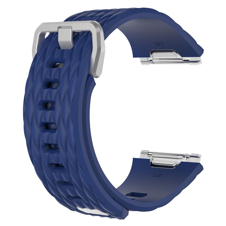 Dragon Scale Texture Adjustable Silicone Watch Band for Fitbit Ionic - Blue, Size: S-3