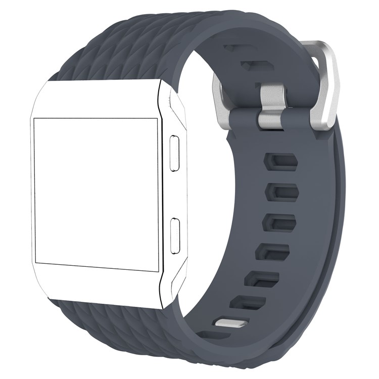 For Fitbit Ionic Dragon Scale Texture Adjustable Silicone Watch Band Replacement - Dark Blue, Size: S-1