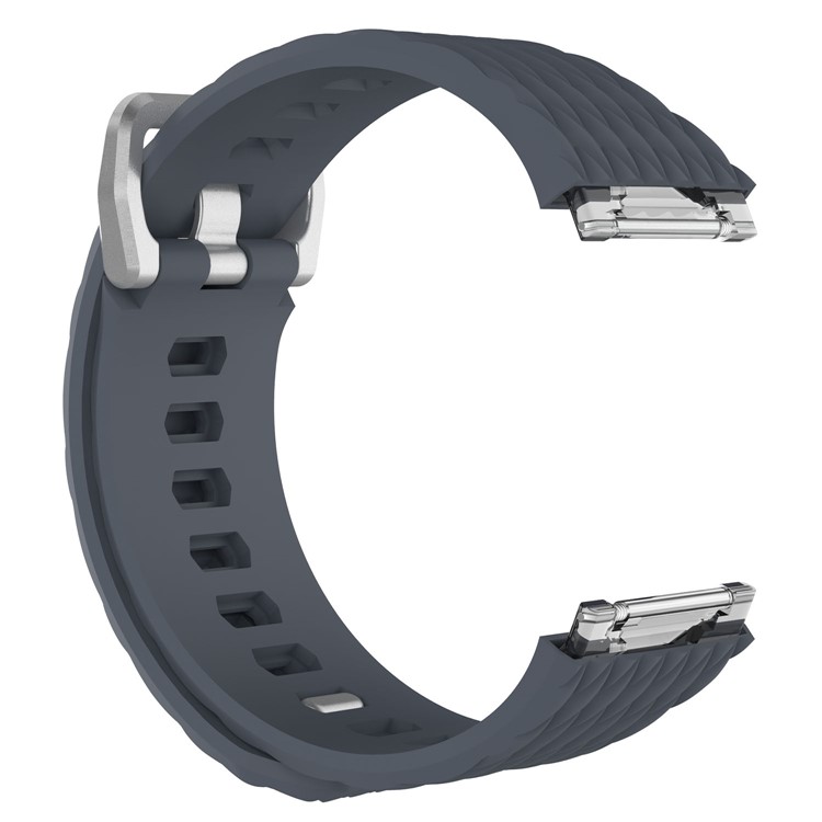 For Fitbit Ionic Dragon Scale Texture Adjustable Silicone Watch Band Replacement - Dark Blue, Size: S-2
