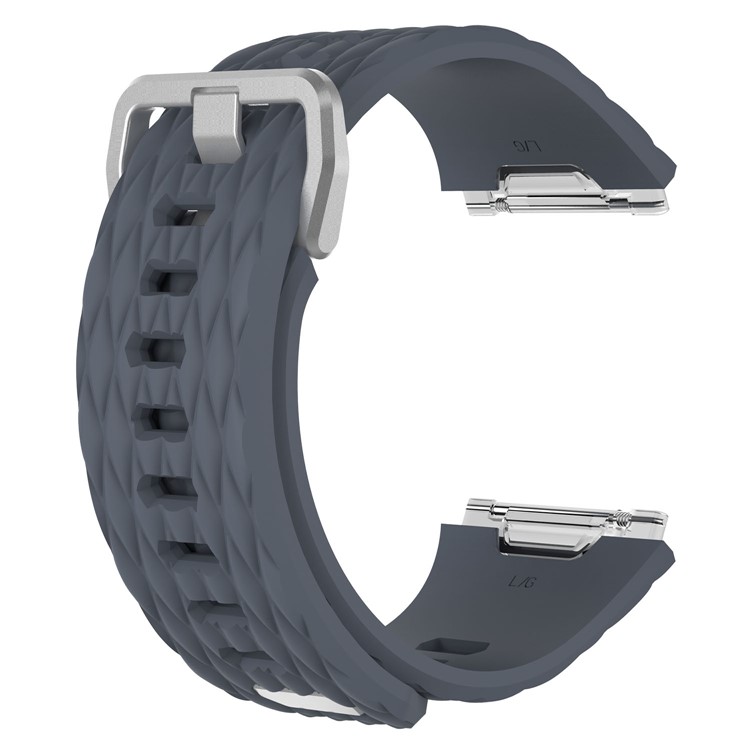 For Fitbit Ionic Dragon Scale Texture Adjustable Silicone Watch Band Replacement - Dark Blue, Size: S-3