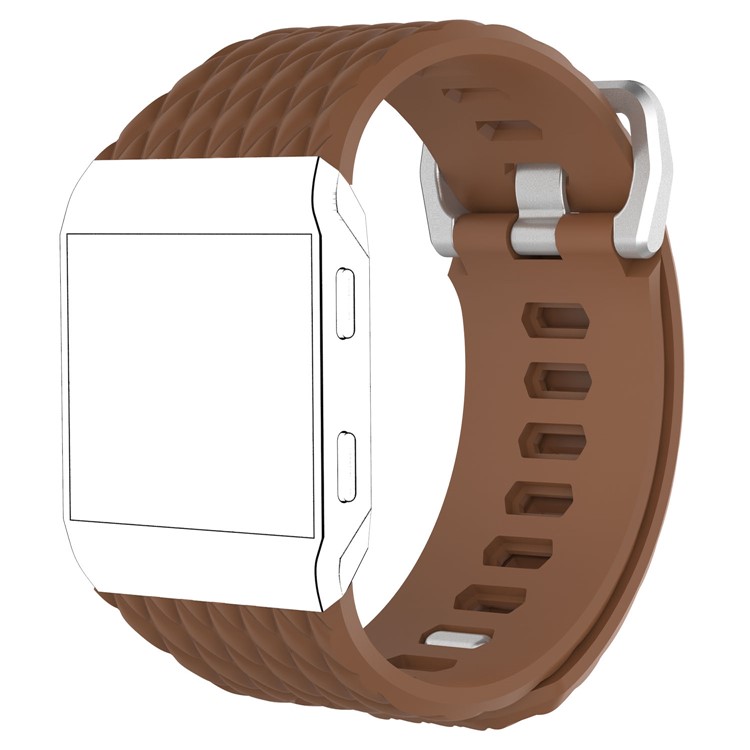 Dragon Scale Texture Flexible Silicone Wrist Watch Band for Fitbit Ionic - Brown, Size: S-1