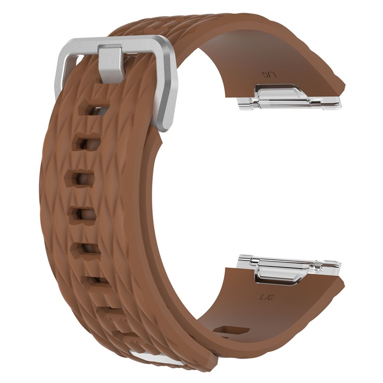 Dragon Scale Texture Flexible Silicone Wrist Watch Band for Fitbit Ionic - Brown, Size: S-3