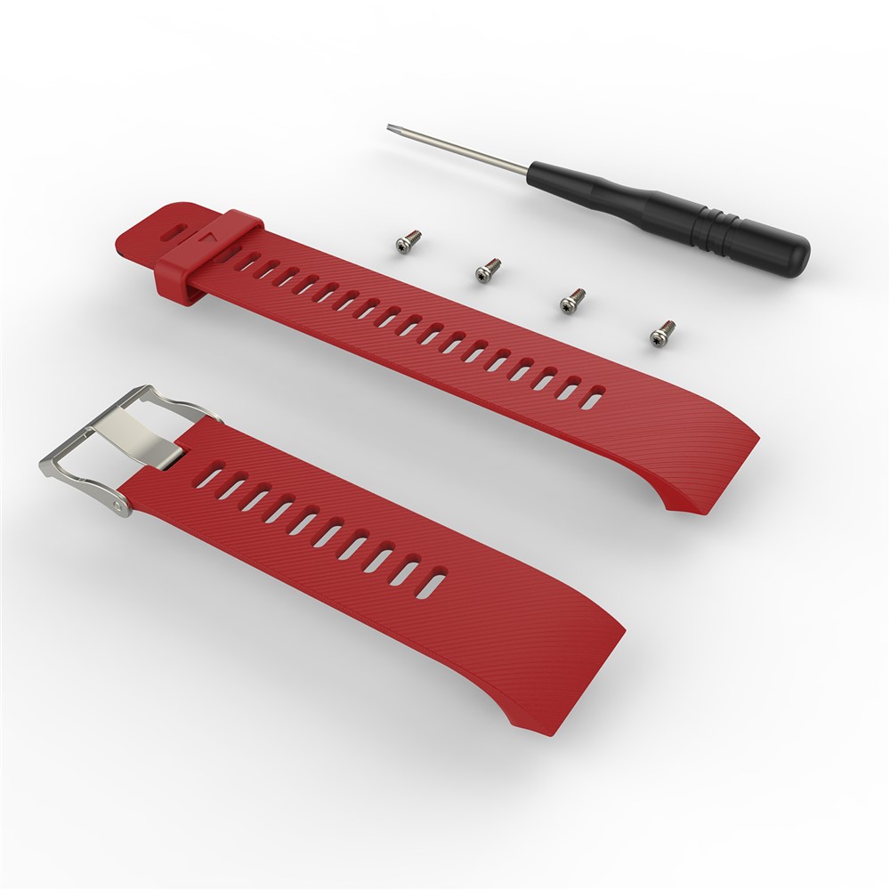 Metal Buckle Flexible Silicone Watch Strap Replacement for Garmin Forerunner 35 - Red-3