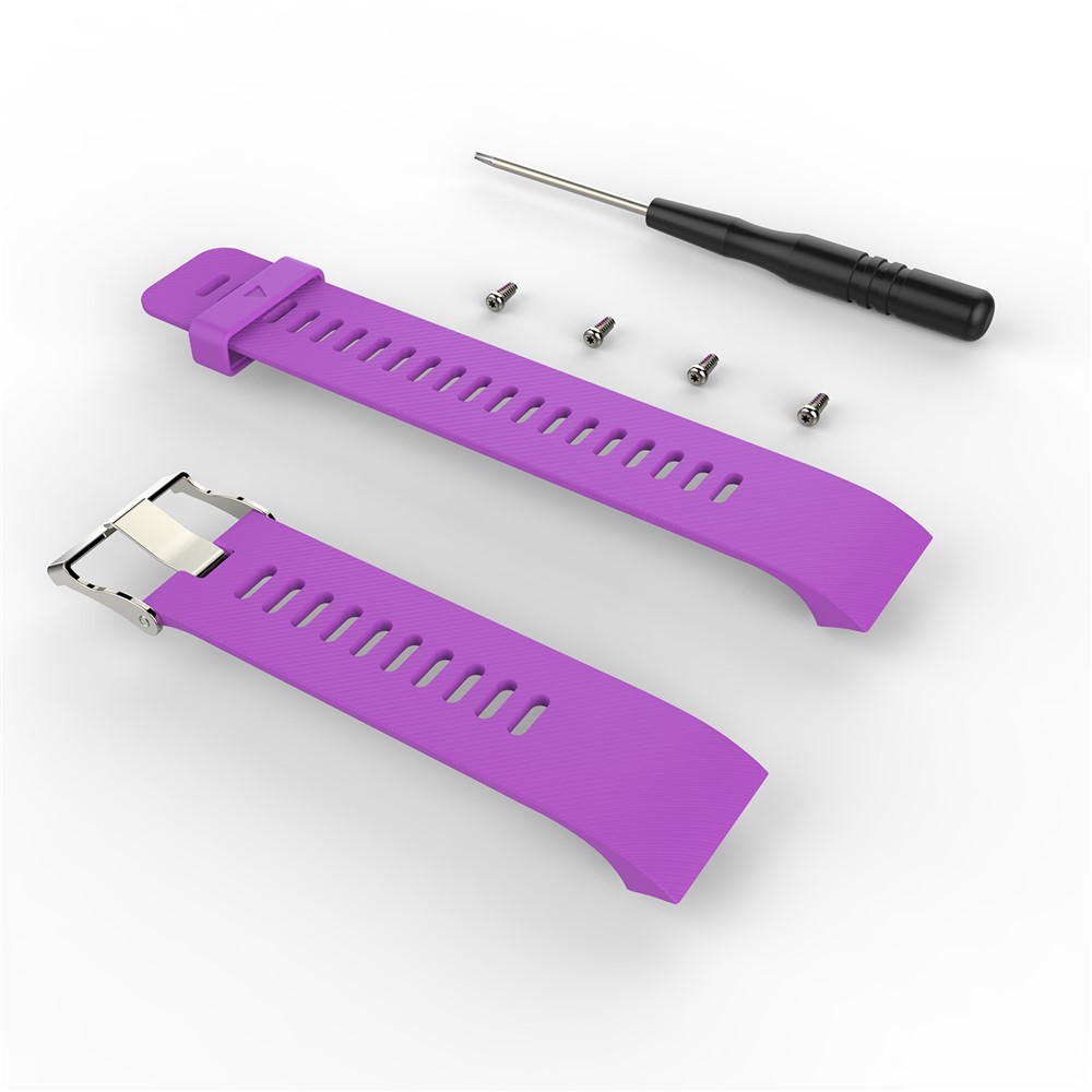 Flexible Silicone Metal Buckle Watch Band Strap for Garmin Forerunner 35 - Purple-2
