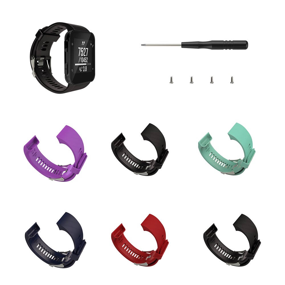 Flexible Silicone Metal Buckle Watch Band Strap for Garmin Forerunner 35 - Purple-5