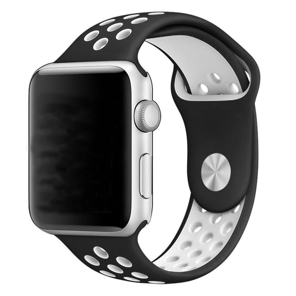 Breathable Hollow Holes Silicone Watch Strap for Apple Watch Series 4 40mm / Series 3 2 1 38mm - White-3